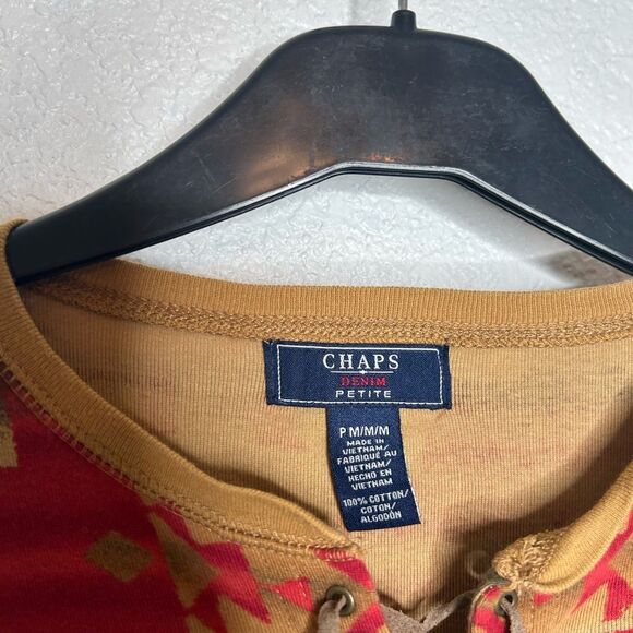 Woman’s Chaps Denim Petite Long Sleeve Shirt Size PM - Picture 2 of 3